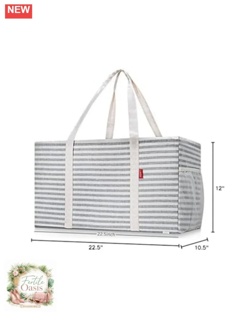 Extra Large Utility Tote Bag with Metal Wire Frame, Waterproof, Foldable,